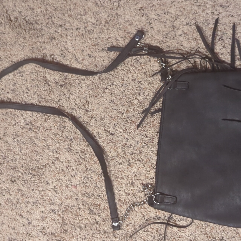 Fringe Black Faux Leather Crossbody Bag - Picture 15 of 16
